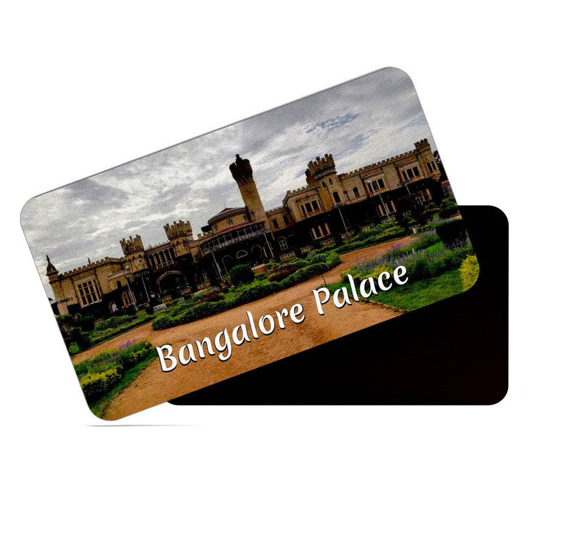 dhcrafts Rectangular Rubber Fridge Magnet / Magnetic Card Multicolor Karnataka Bangalor Palace Design Pack of 1 (8.6cm x 5.4cm)